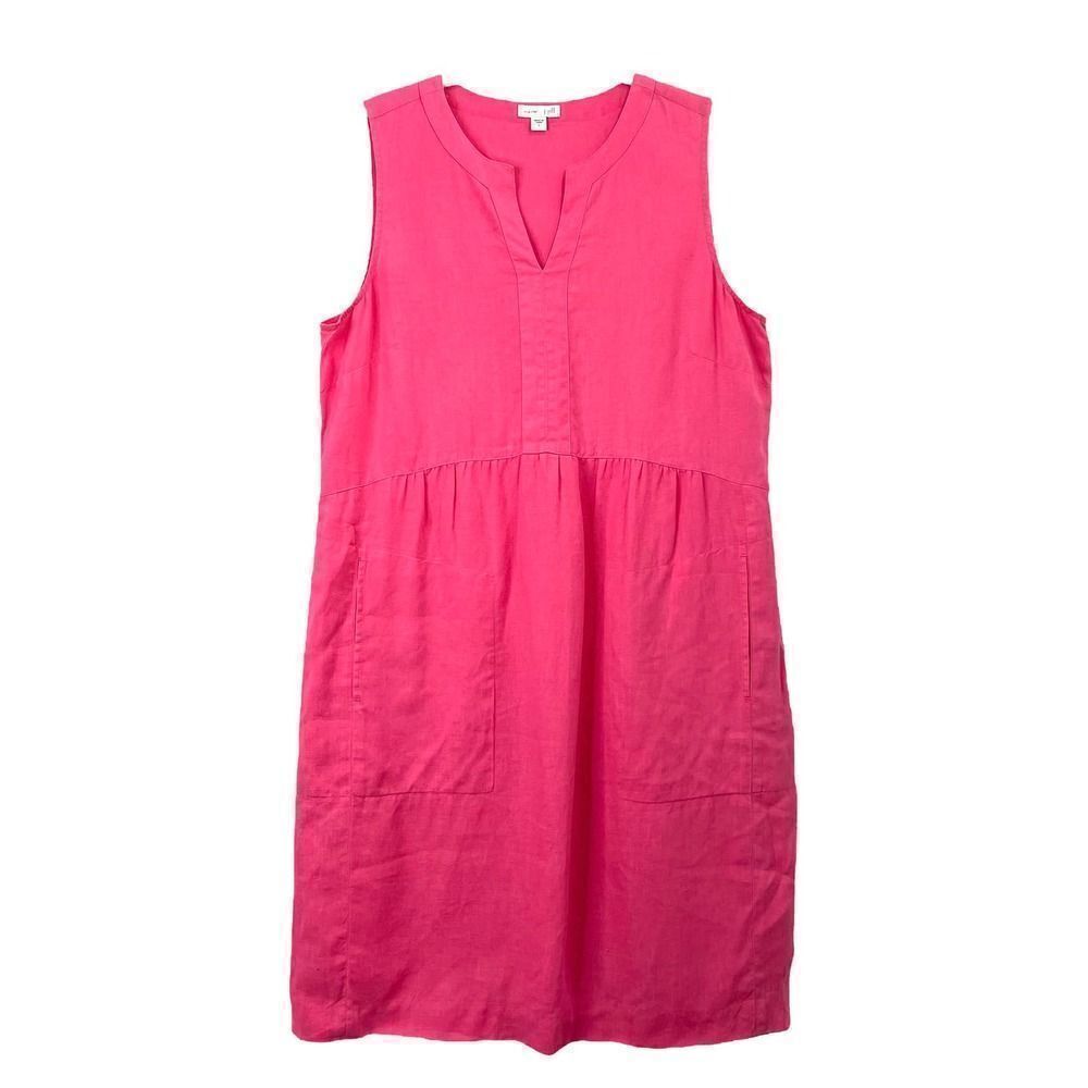 J. Jill 100% linen sleeveless dress Sz S fuchsia pink barbiecore